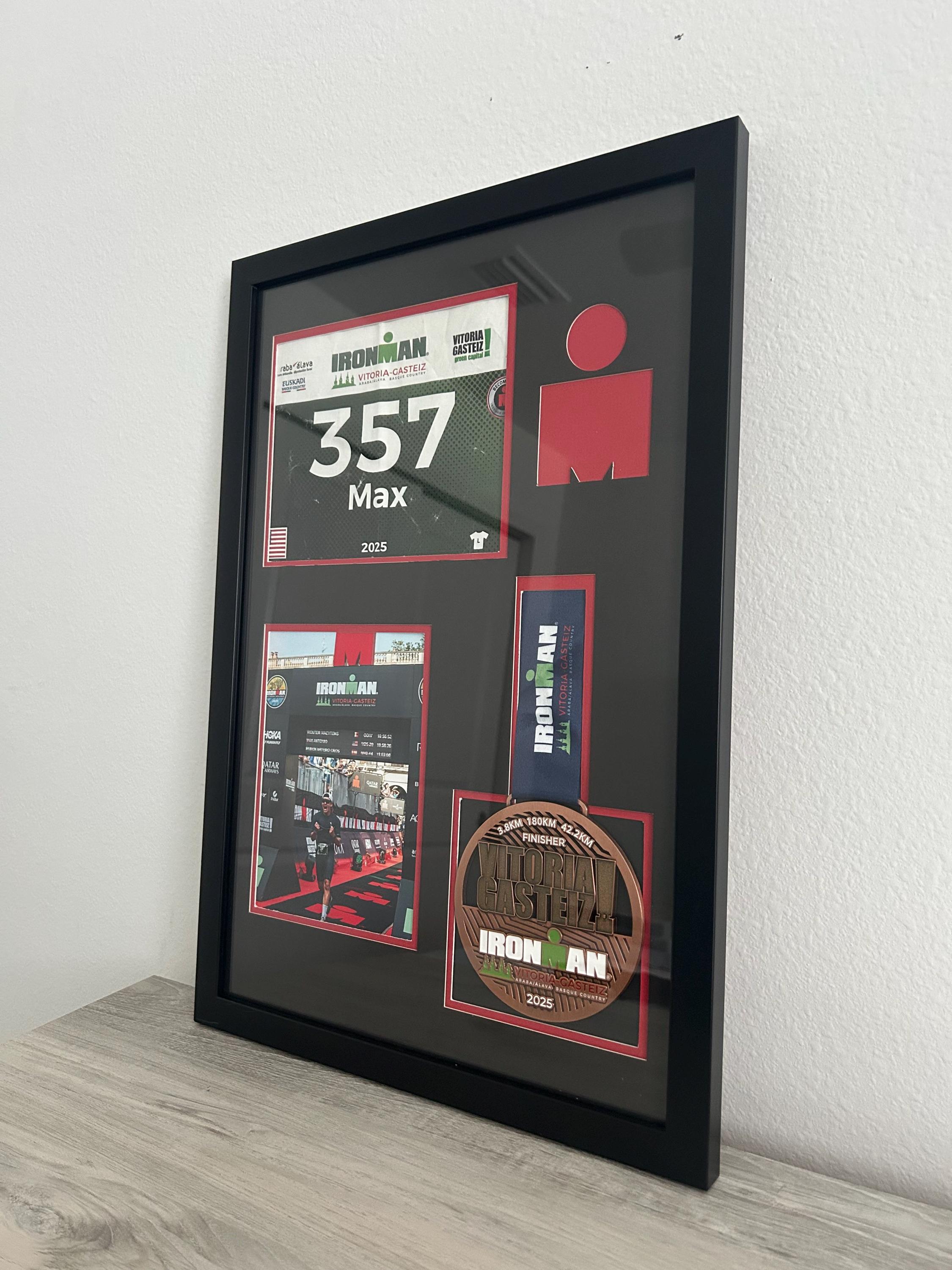 Ironman / Ironman 70.3 Medal Display Frame: Medal, Race Bib, & Photo