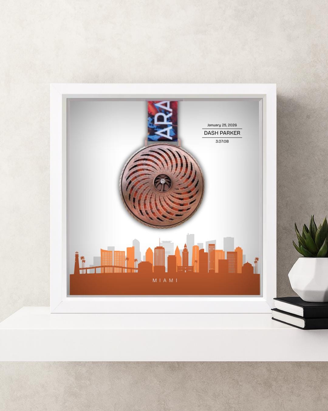 Miami Marathon Personalized Medal Frame (Skyline)