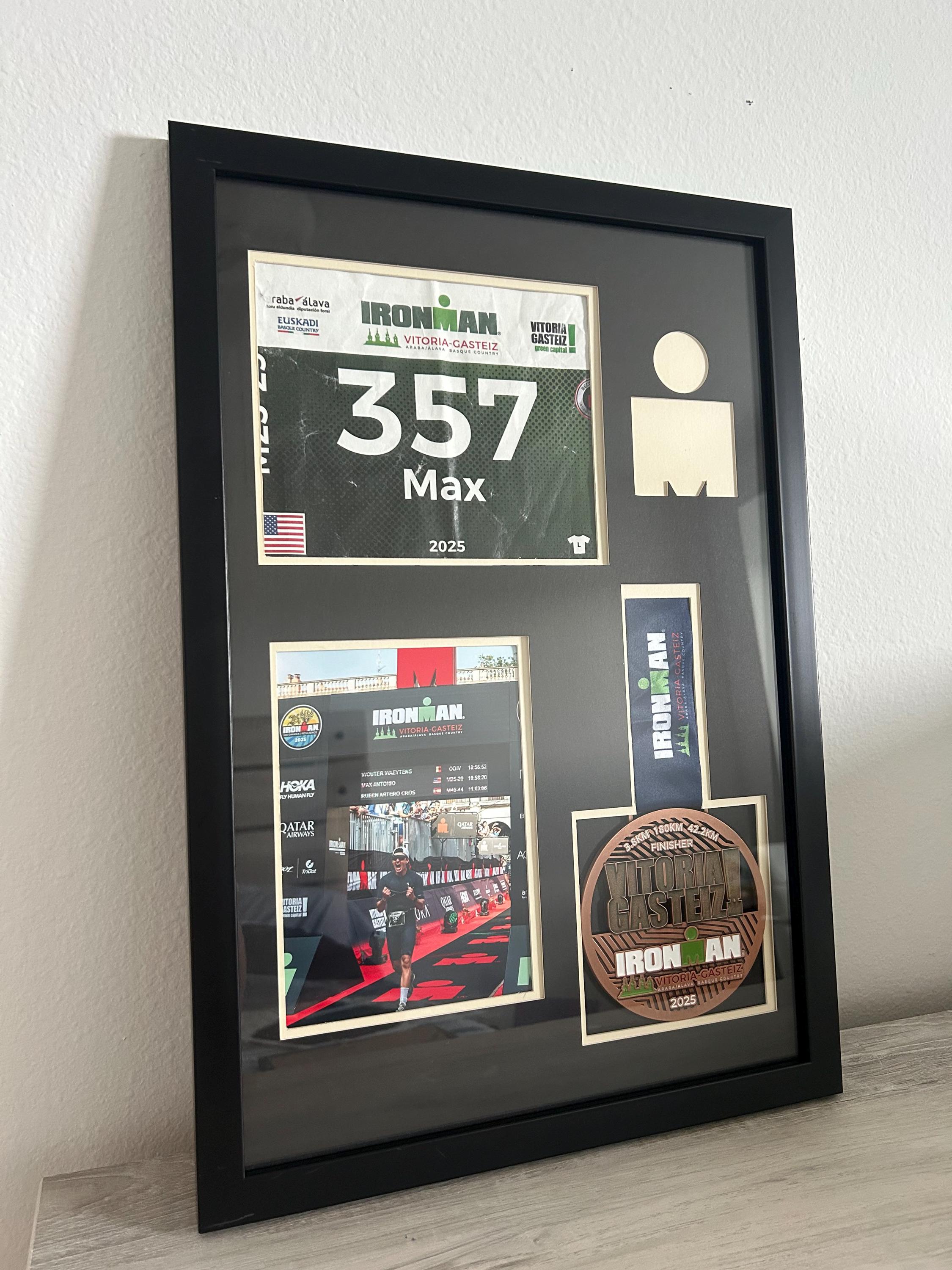 Ironman / Ironman 70.3 Medal Display Frame: Medal, Race Bib, & Photo