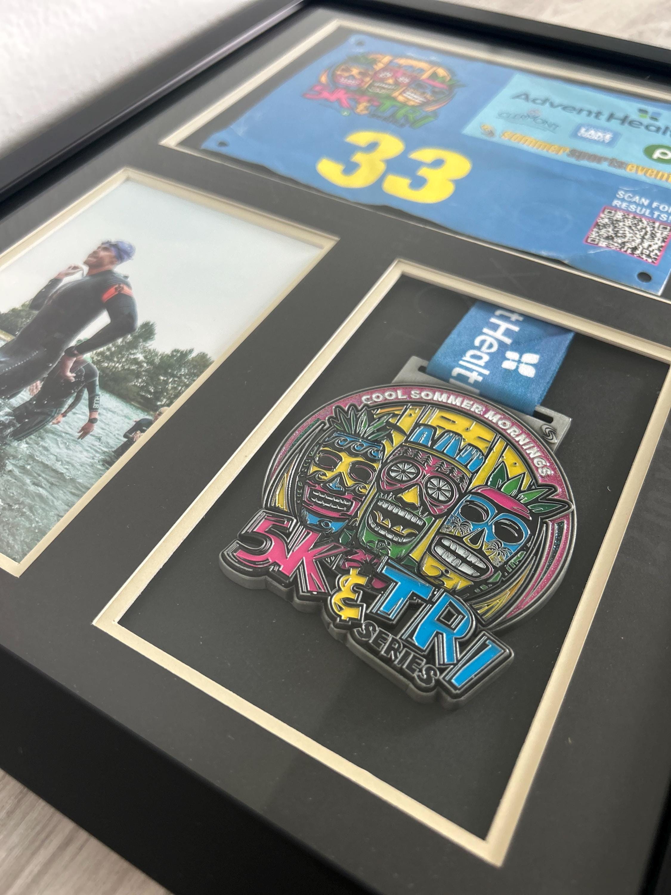 Race Medal, Bib & Photo Display Frame - Glass, 12x16in