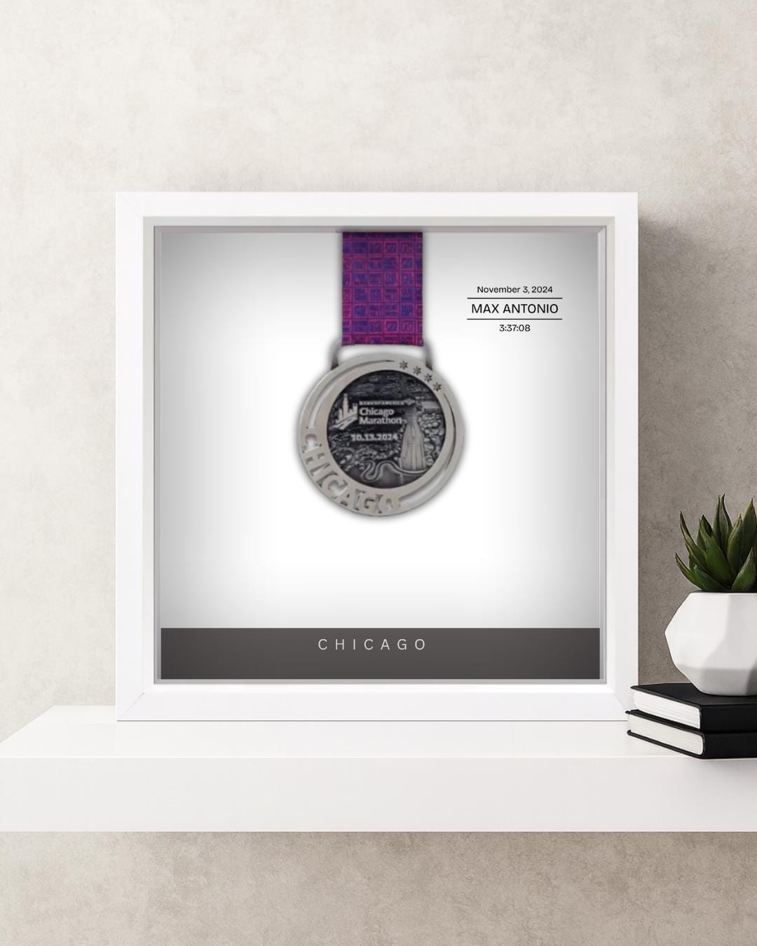 Chicago Marathon Personalized Medal Frame (Script)