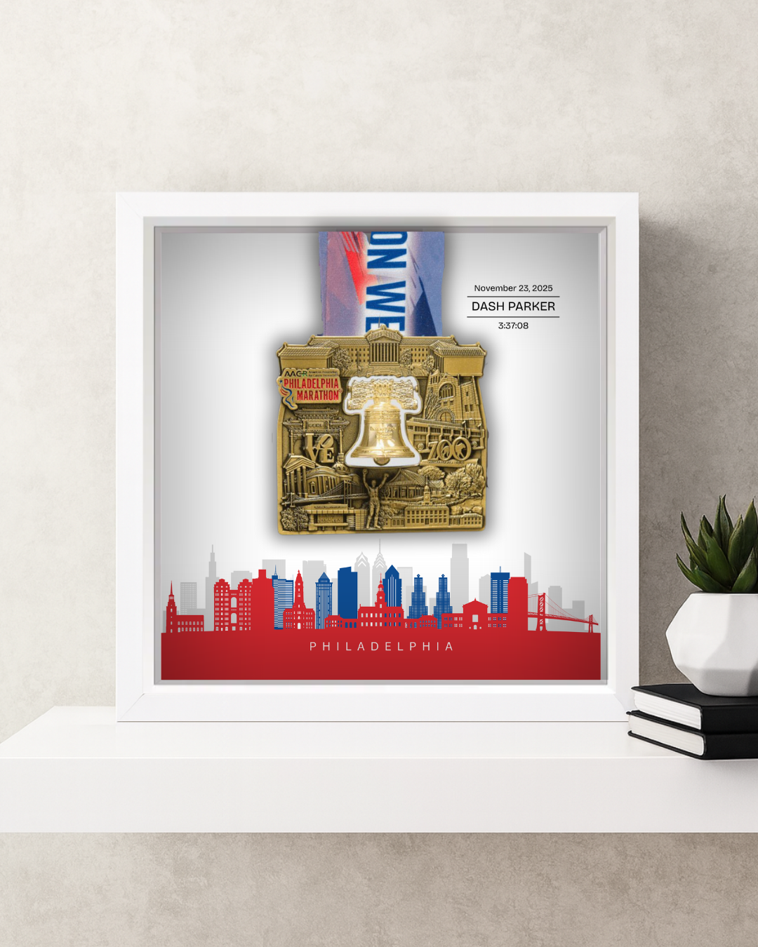 Philadelphia Marathon Personalized Medal Frame (Skyline) – Race Day Frames