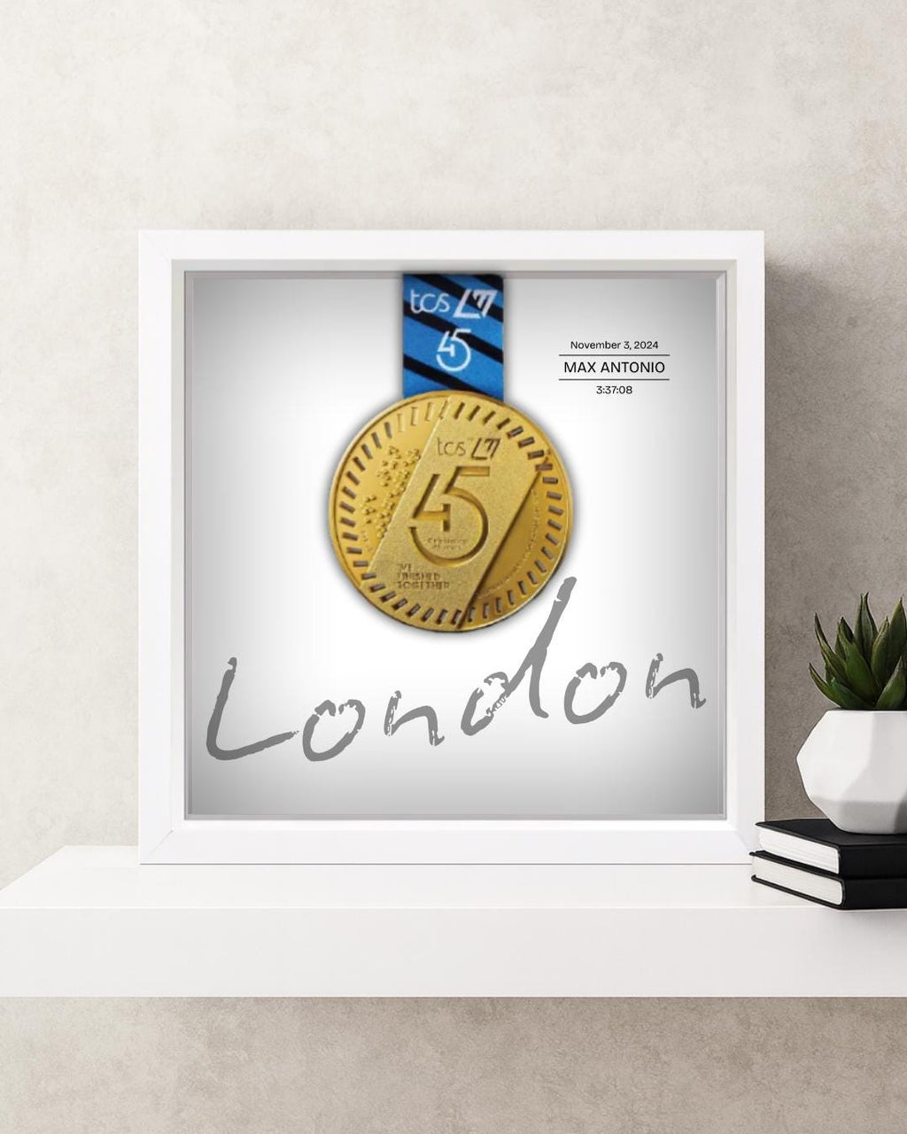 London Marathon Personalized Medal Frame (Script)