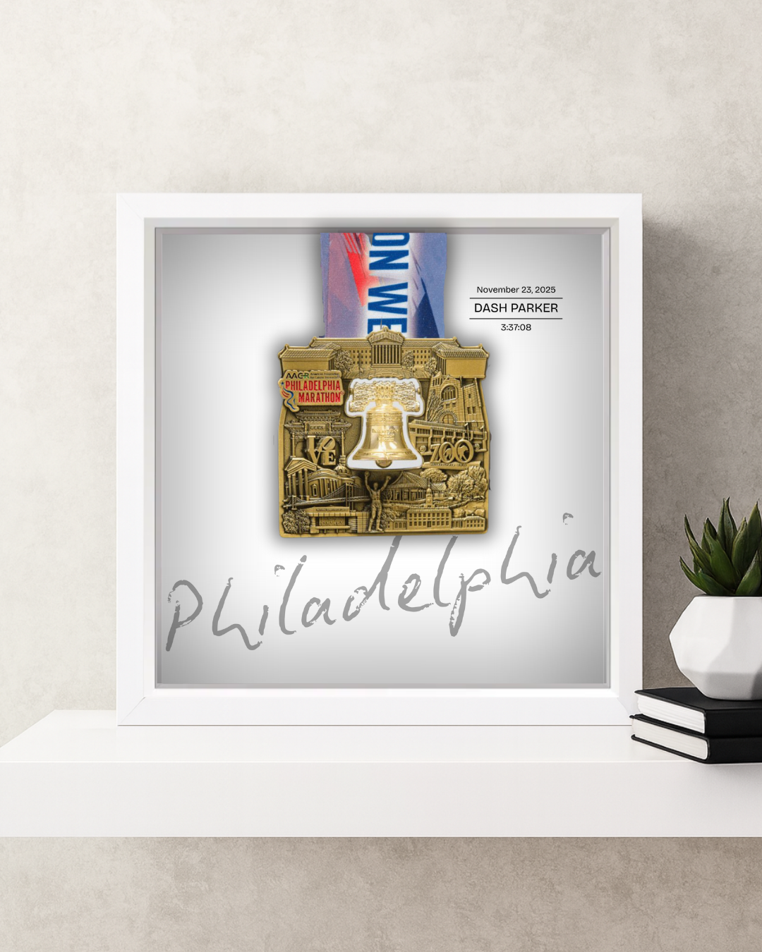 Philadelphia Marathon Personalized Medal Frame (Skyline)