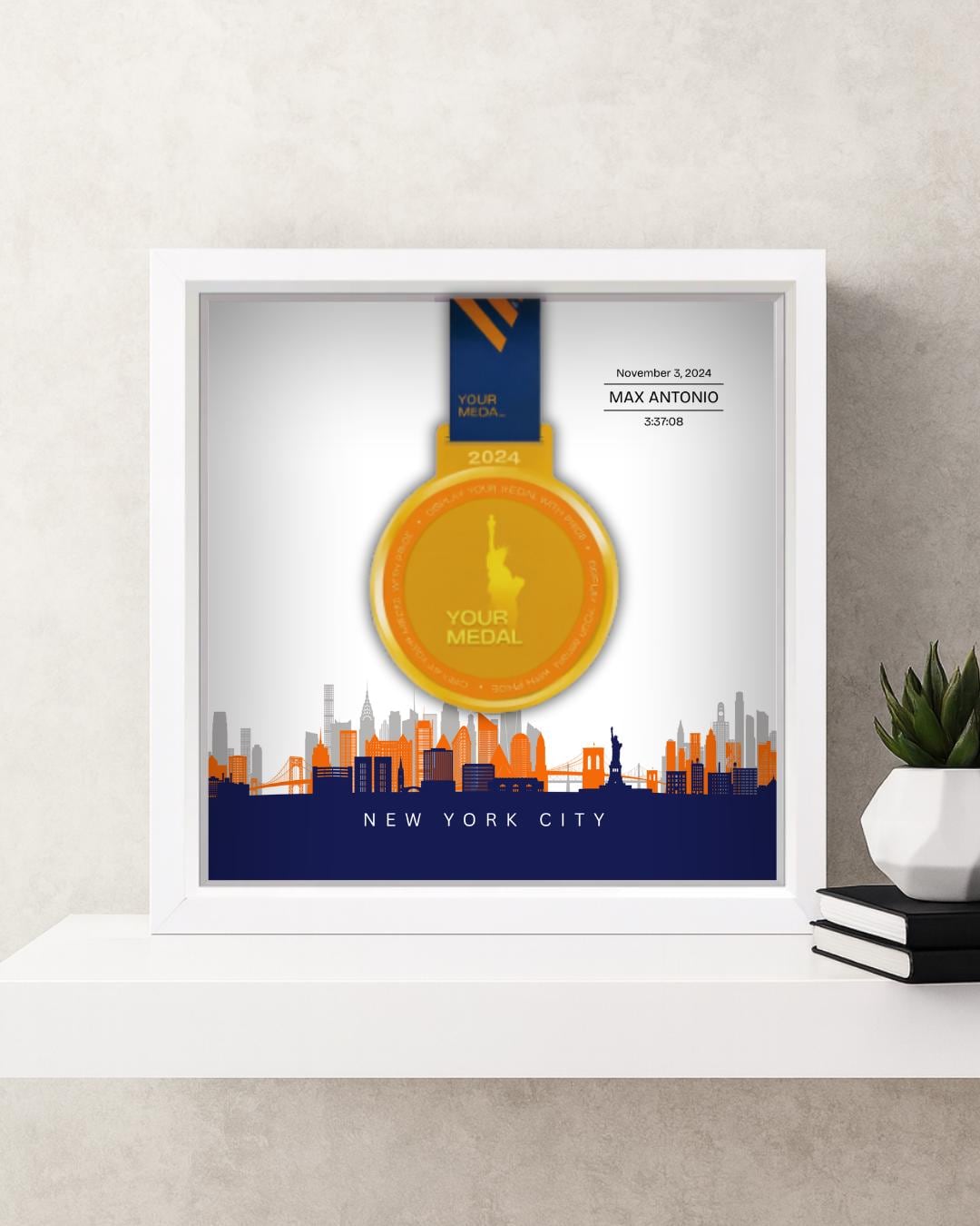 New York City Marathon Personalized Medal Frame (Skyline)