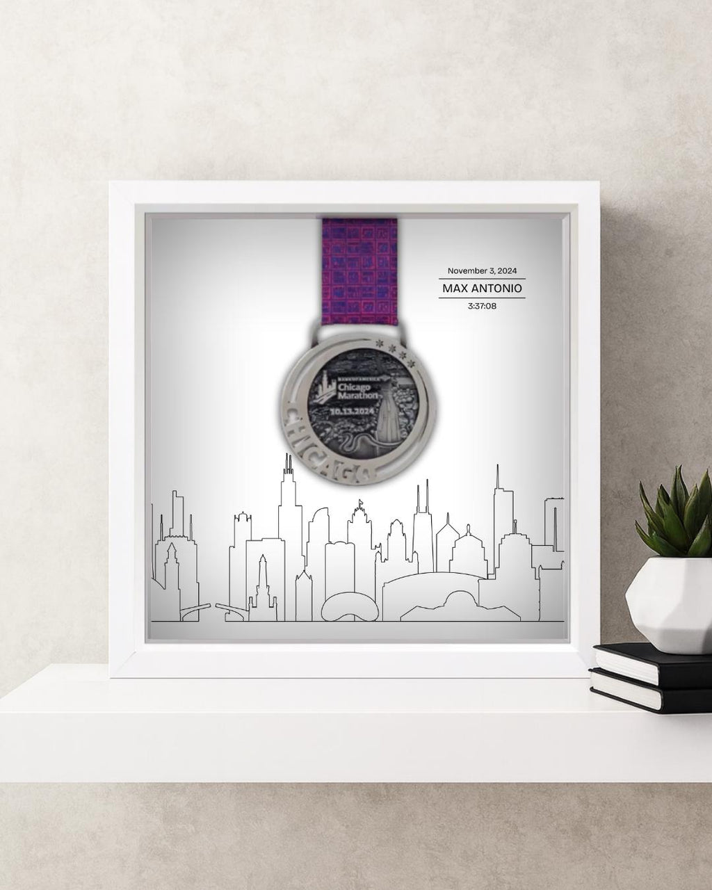 Chicago Marathon Personalized Medal Frame (Skyline New)