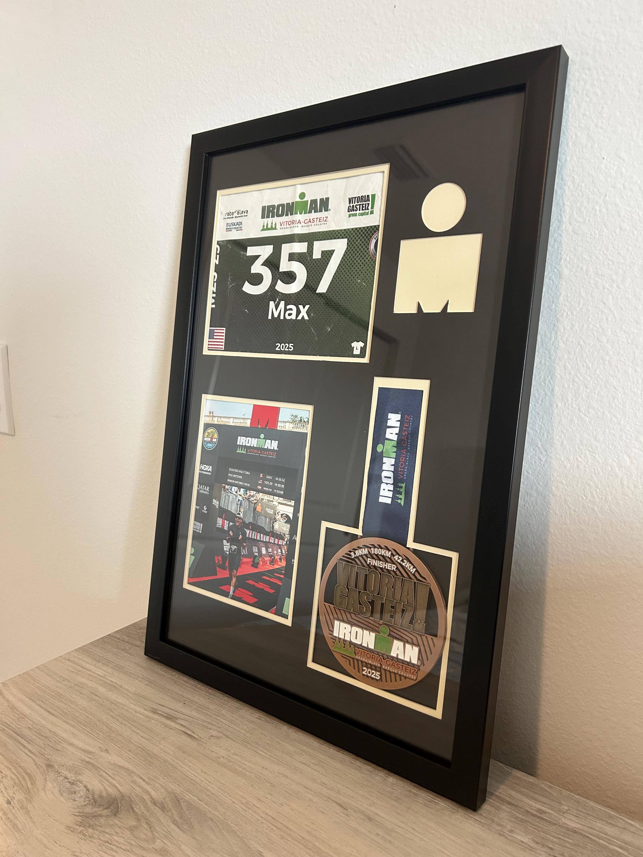 Ironman / Ironman 70.3 Medal Display Frame: Medal, Race Bib, & Photo