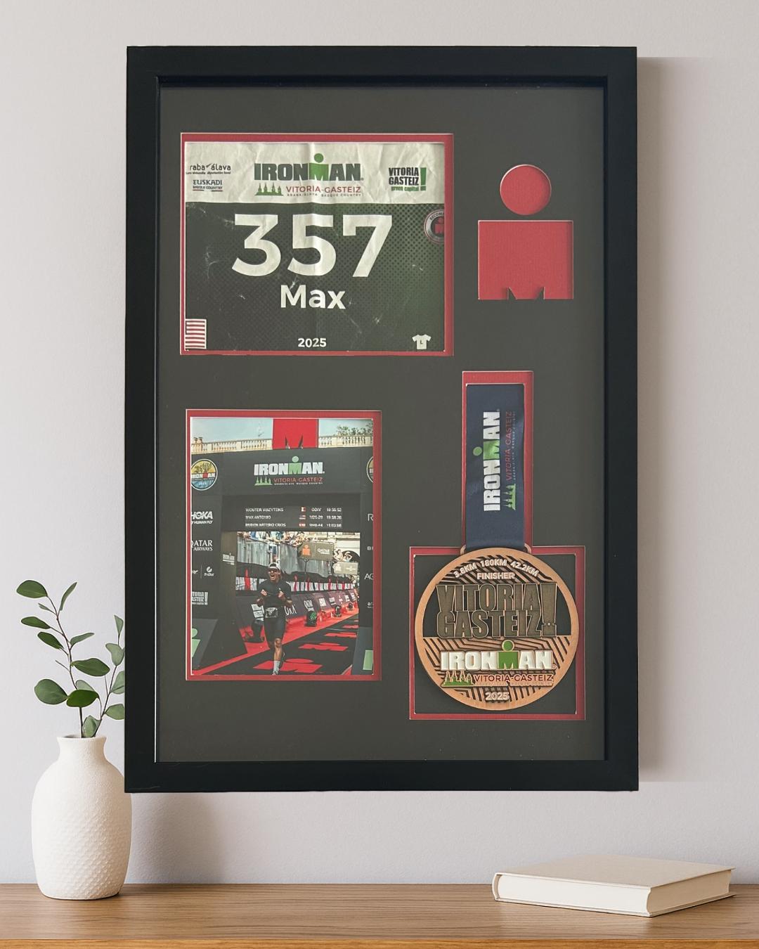 Ironman / Half Ironman Triathlon Medal Display Frame - Race Bib, Medal, and Finisher Photo