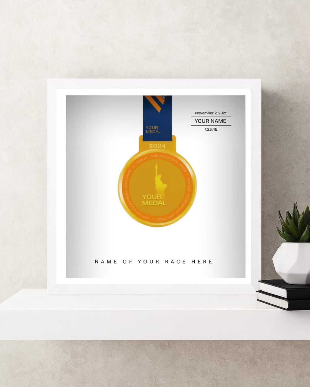 Personalized Medal Frame (5K, 10K, Half Marathon, Marathon)