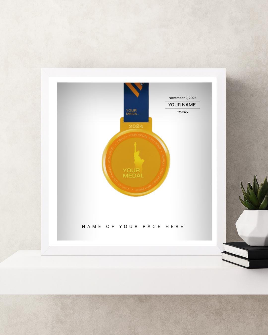 Personalized Medal Frame (5K, 10K, Half Marathon, Marathon)