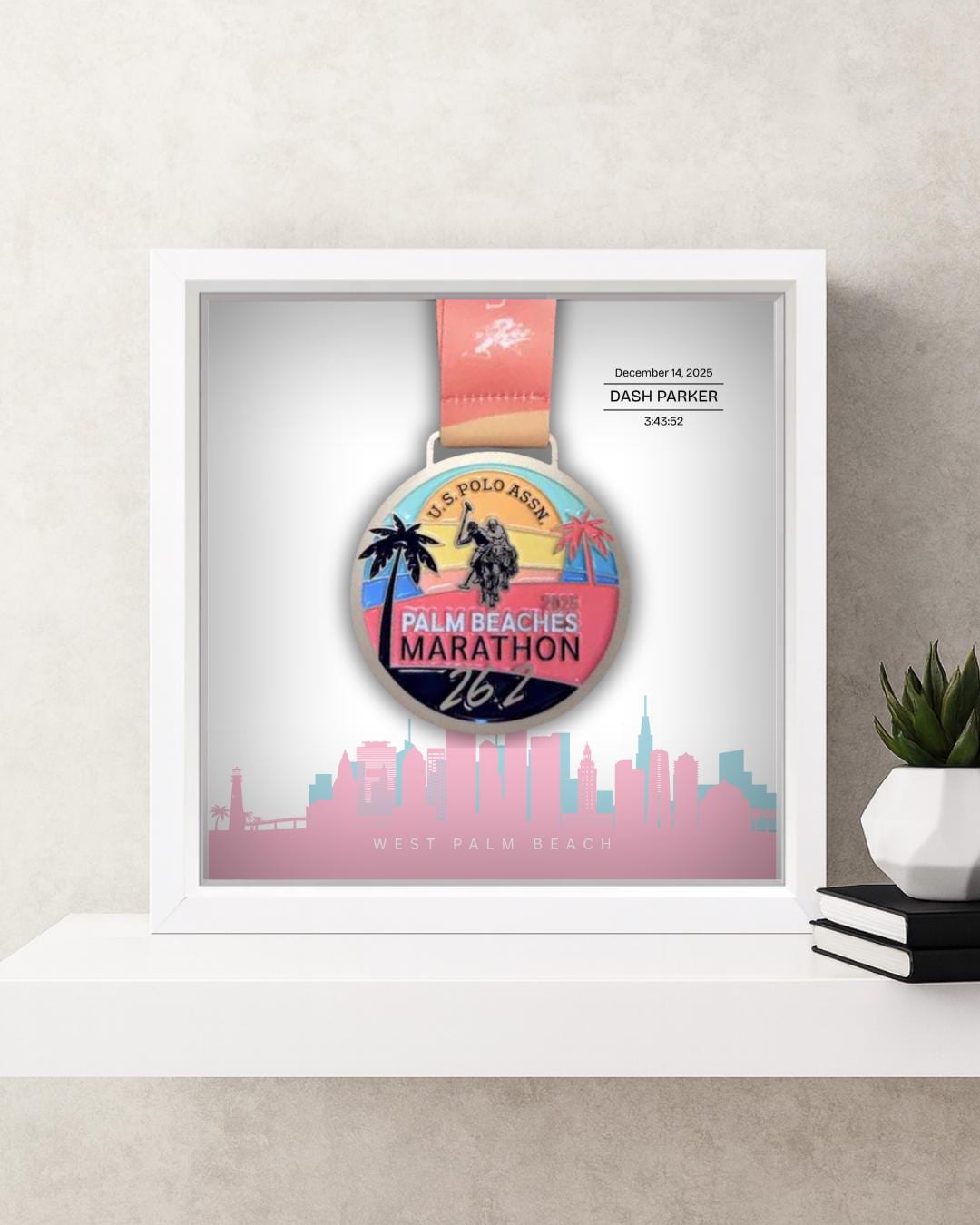 Palm Beaches Marathon Personalized Medal Frame (Skyline)