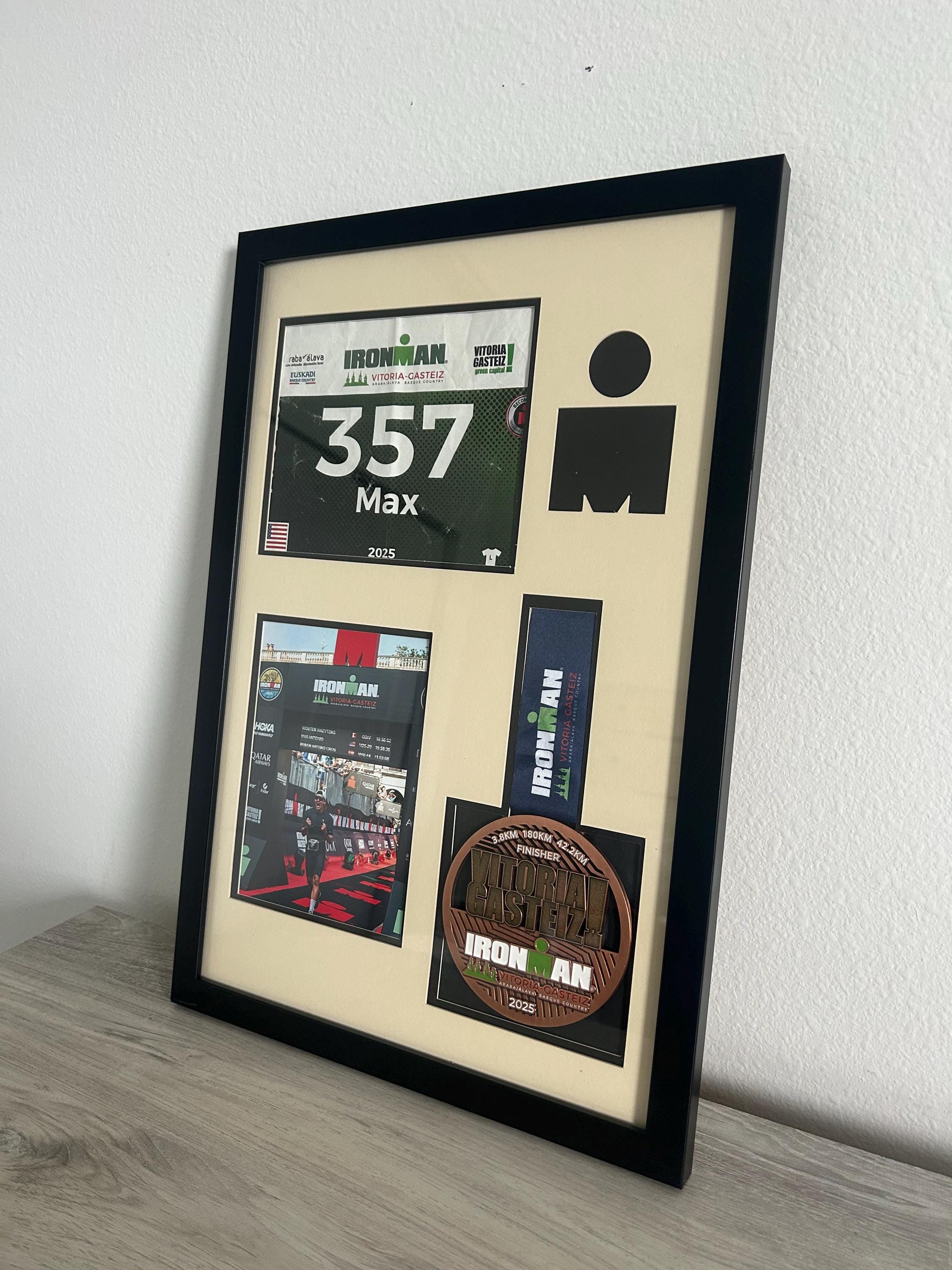 Ironman / Ironman 70.3 Medal Display Frame: Medal, Race Bib, & Photo