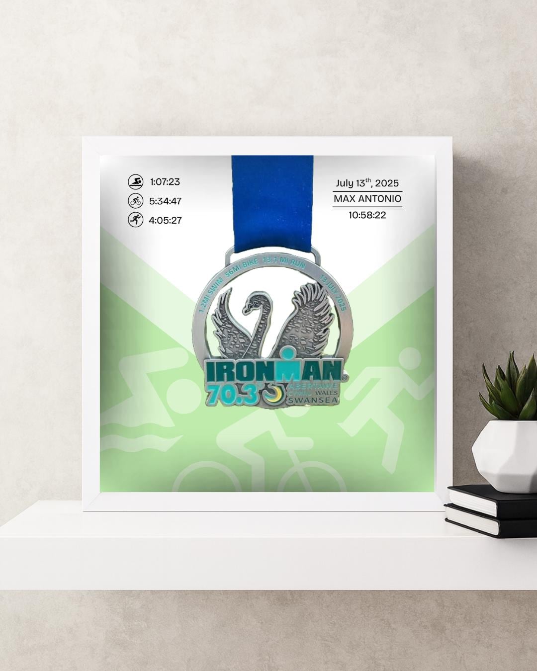 Ironman Triathlon Personalized Medal Display Frame