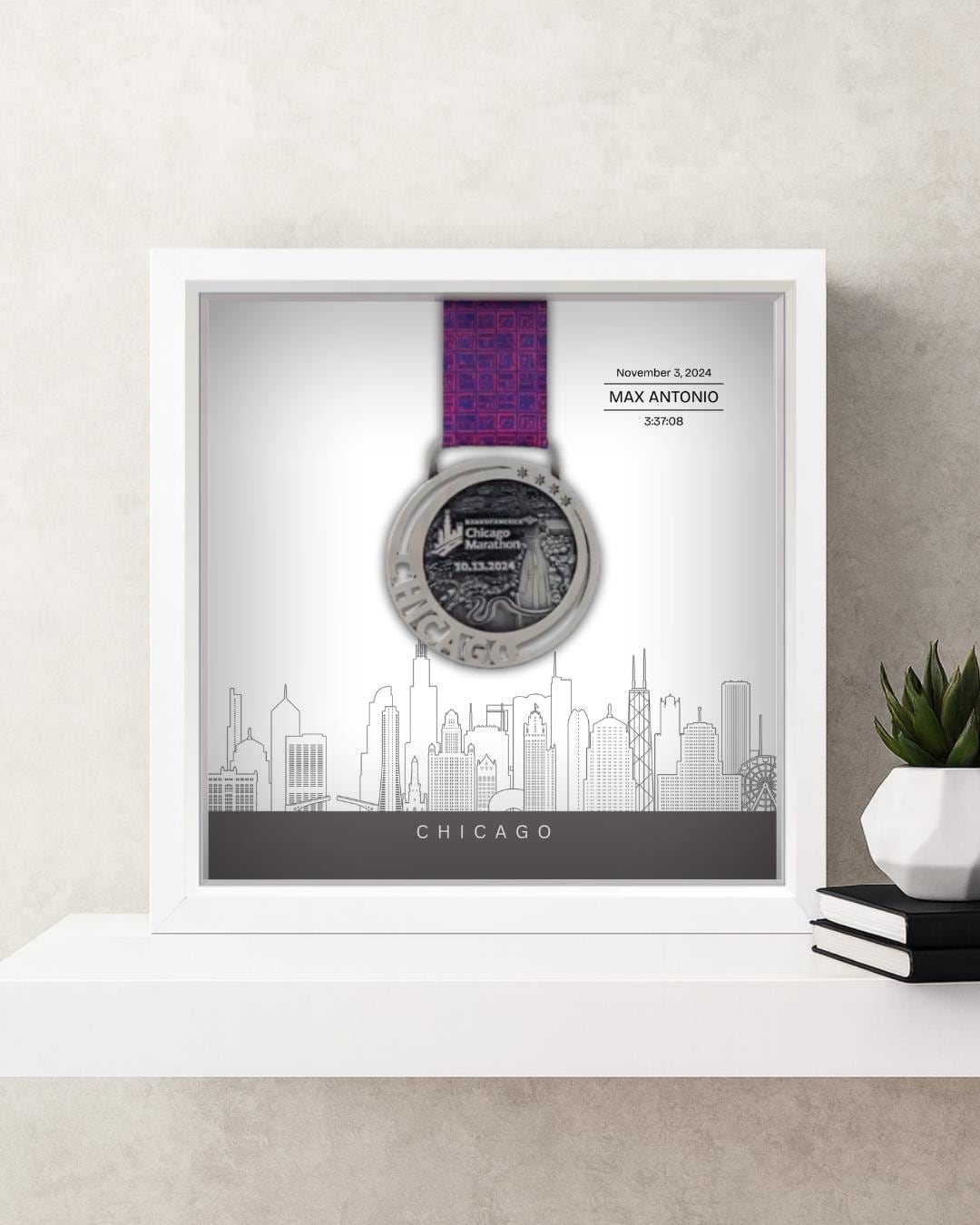 Chicago Marathon Personalized Medal Frame (Skyline New)