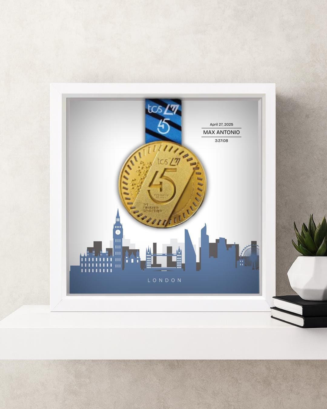 London Marathon Personalized Medal Frame (Script)