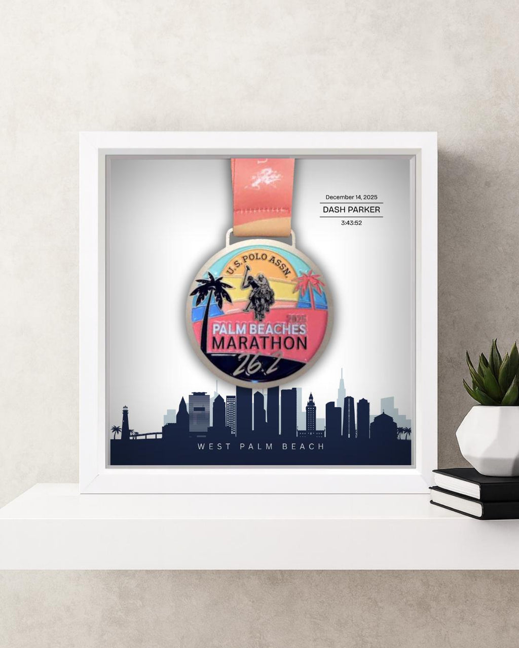 Palm Beaches Marathon Personalized Medal Frame (Skyline)