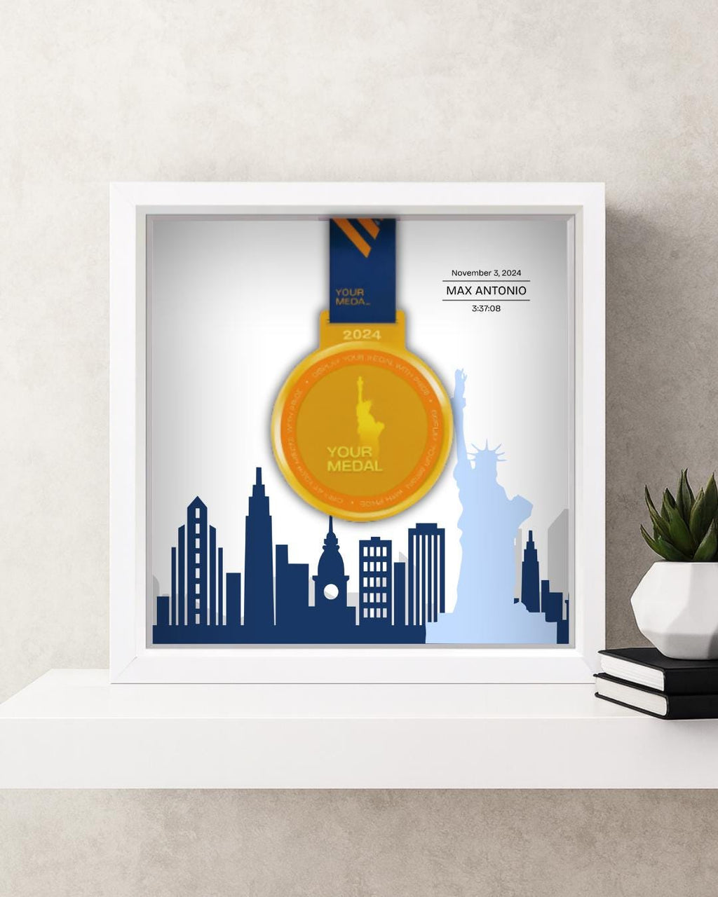 New York City Marathon Personalized Medal Frame (Skyline)