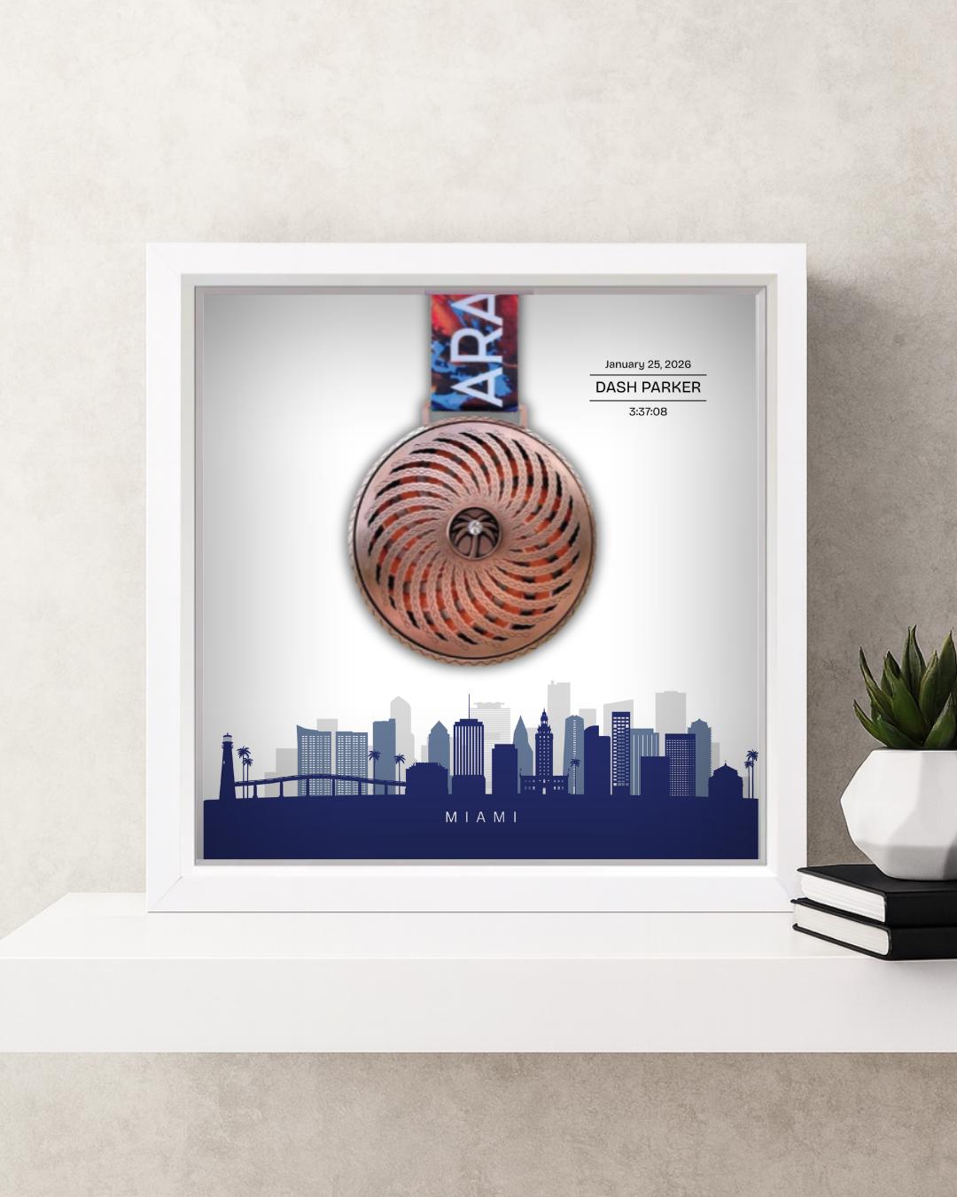 Miami Marathon Personalized Medal Frame (Script)