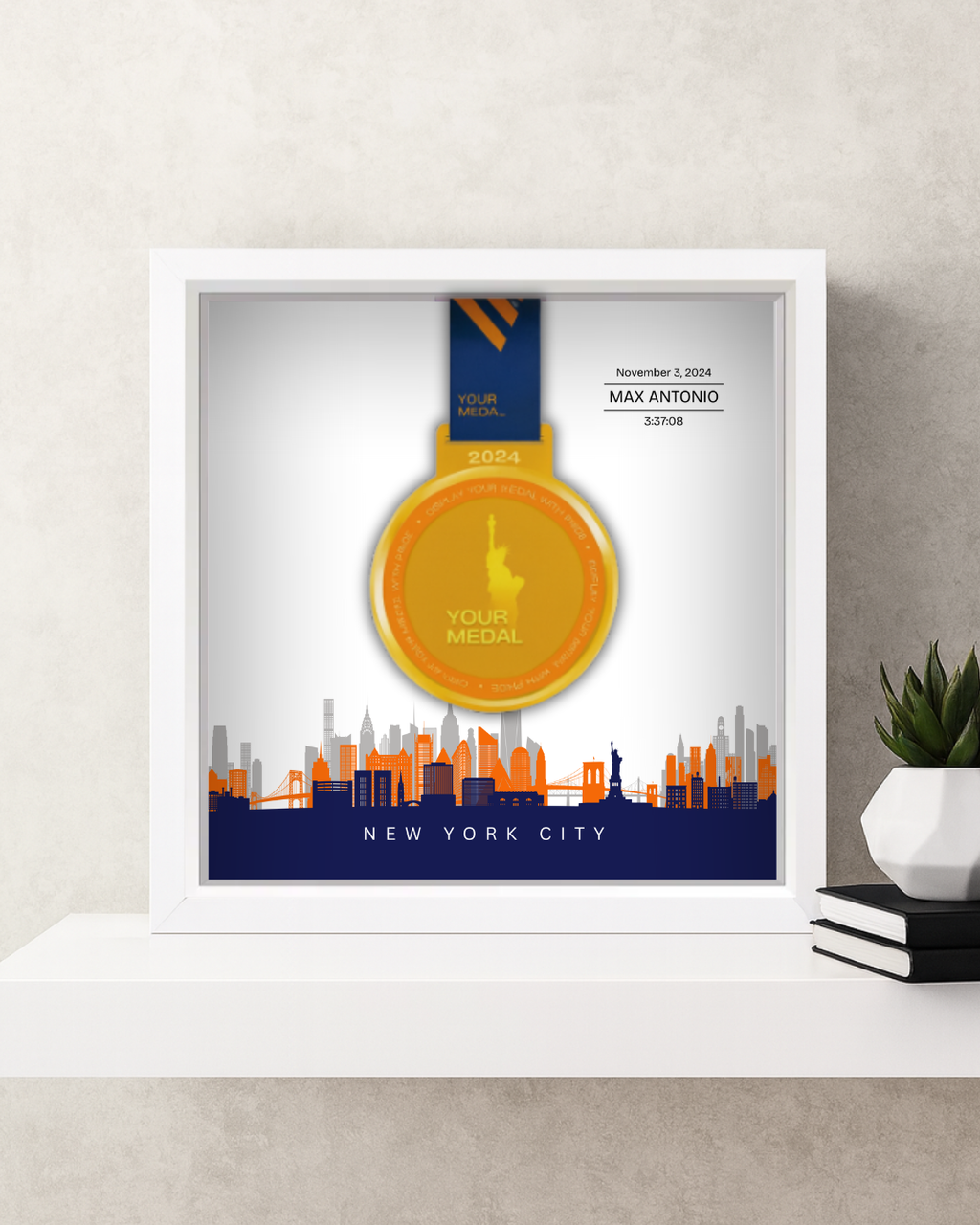 New York City Marathon Personalized Medal Frame (Skyline)