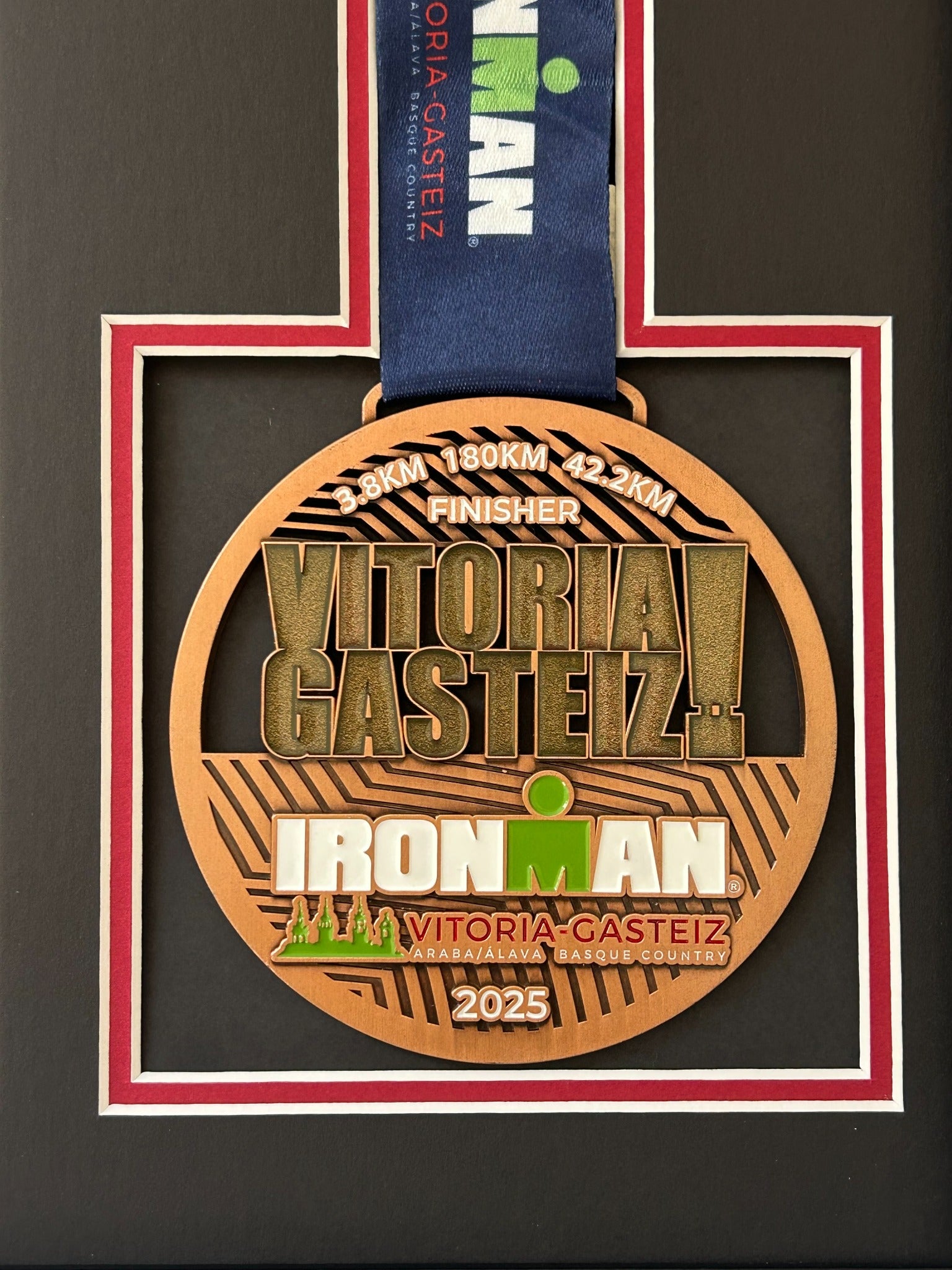 Ironman Triathlon Medal Display Frame: Medal, Race Bib, & Photo