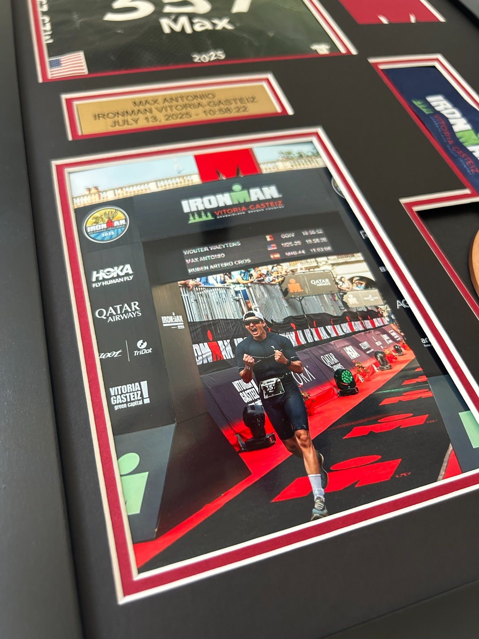 Ironman Triathlon Medal Display Frame: Medal, Race Bib, & Photo
