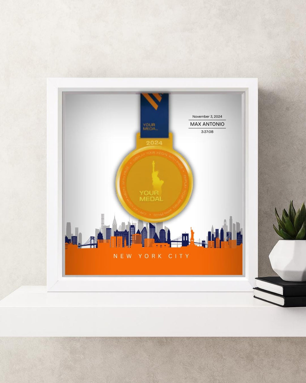 New York City Marathon Personalized Medal Frame (Skyline)