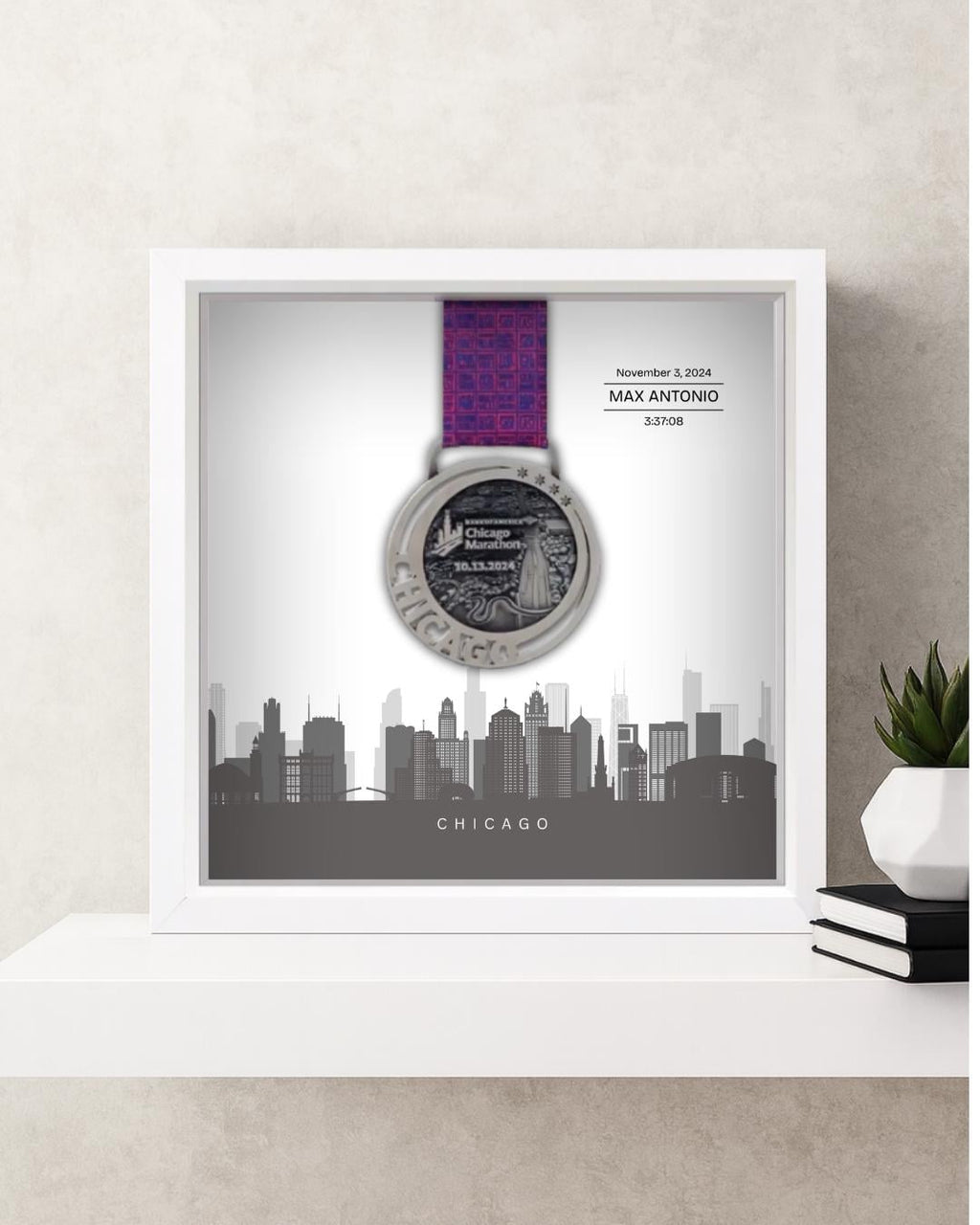 Chicago Marathon Personalized Medal Frame (Skyline)