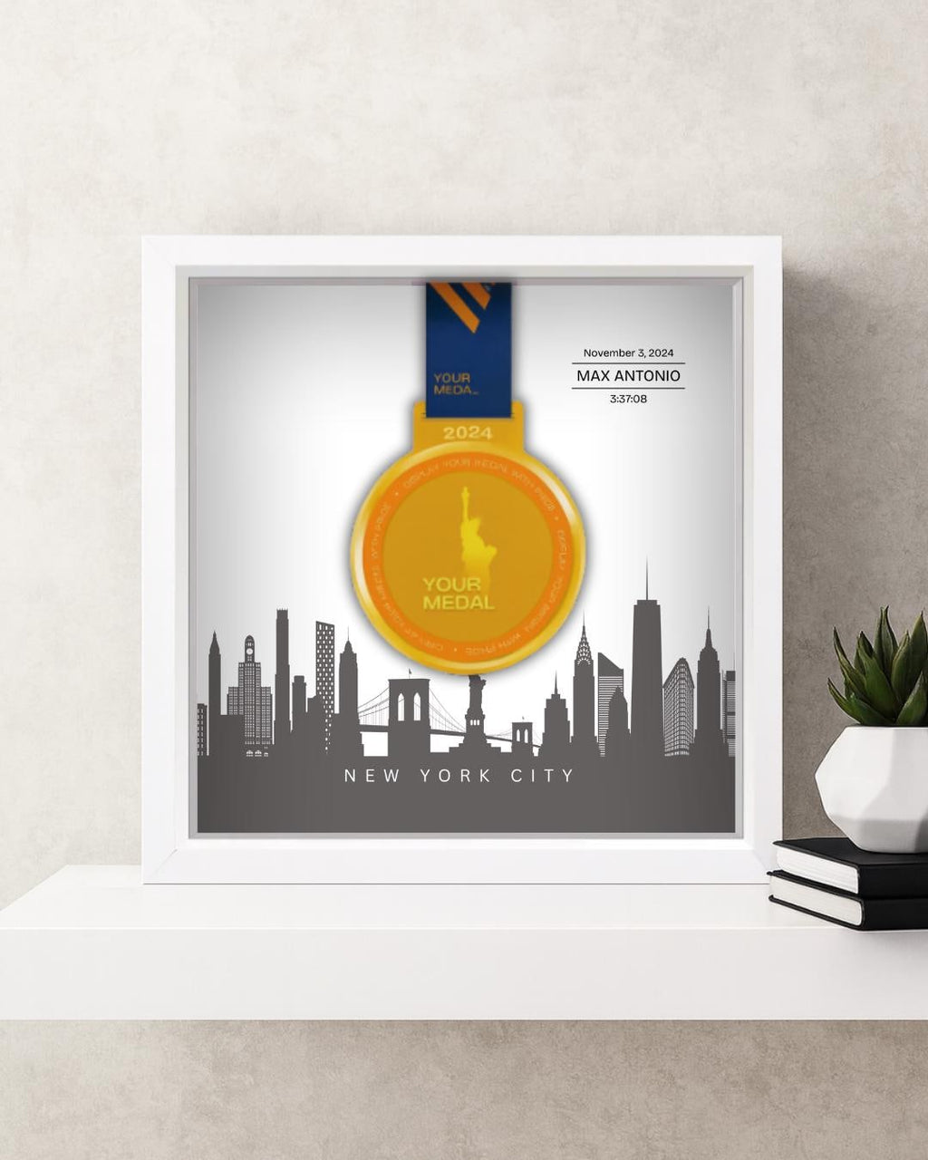 New York City Marathon Personalized Medal Frame (Skyline)