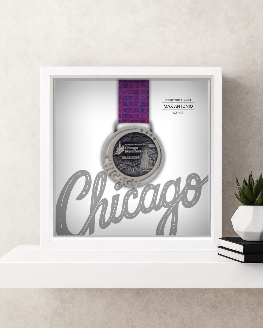Chicago Marathon Personalized Medal Frame (Script)