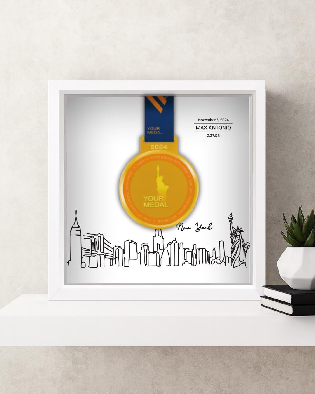 New York City Marathon Personalized Medal Frame (Skyline)