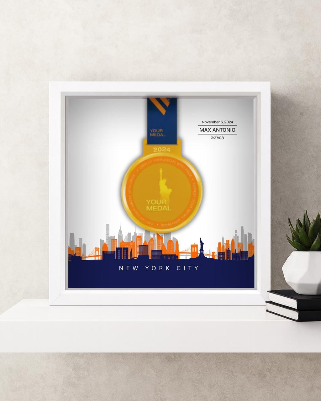 New York City Marathon Personalized Medal Frame (Skyline)
