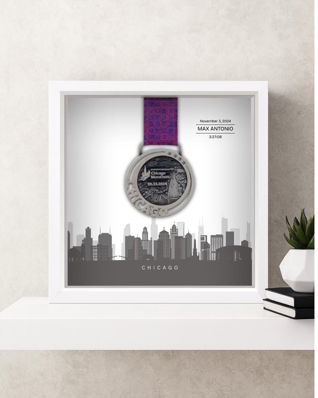 Chicago Marathon Personalized Medal Frame (Skyline)