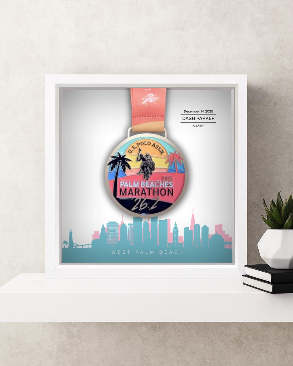 Palm Beaches Marathon Personalized Medal Frame (Skyline)