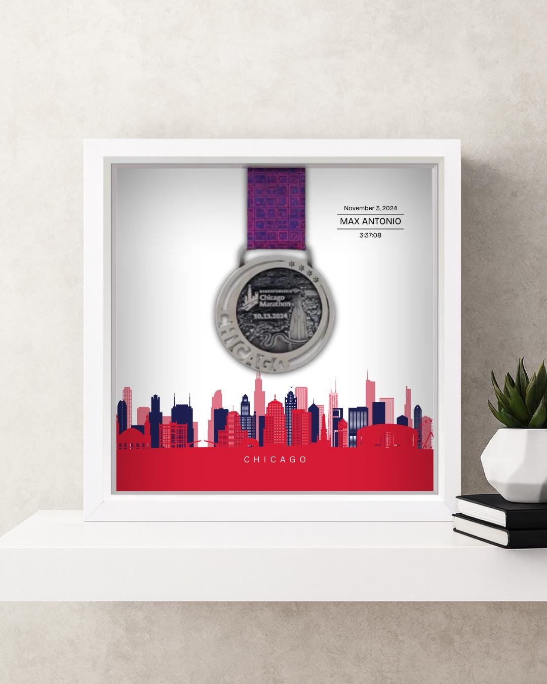 Chicago Marathon Personalized Medal Frame (Skyline)
