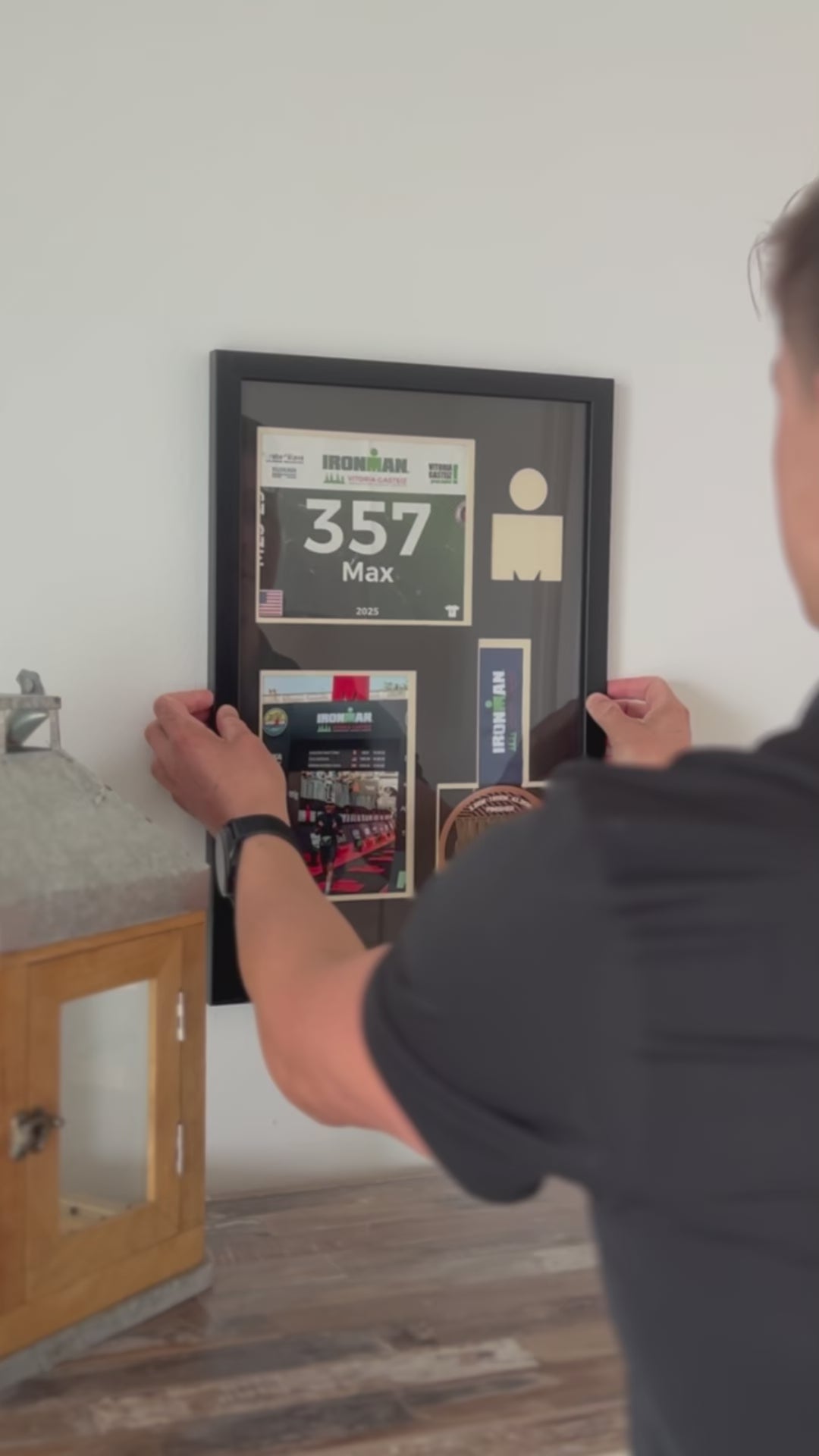 Ironman / Half Ironman Triathlon Medal Display Frame - Race Bib, Medal, and Finisher Photo